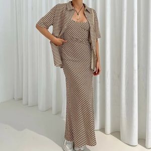 Princess Polly OTILLIE MAXI SET BROWN / WHITE